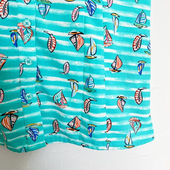 ModCloth Retro Blue Striped Sailboat Top Medium - Picture 3 of 6